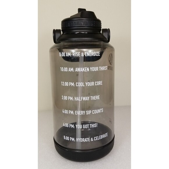 Takeya 64oz Tritan Motivational Water Bottle with Straw Lid - Black Clear    L12 - Picture 1 of 5